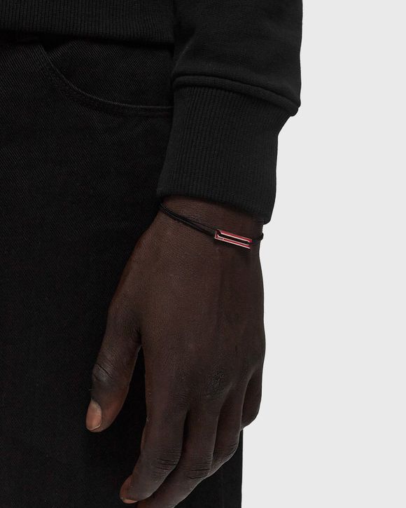 Thumbnail - 1.7g polished sterling silver red lacquered cord bracelet