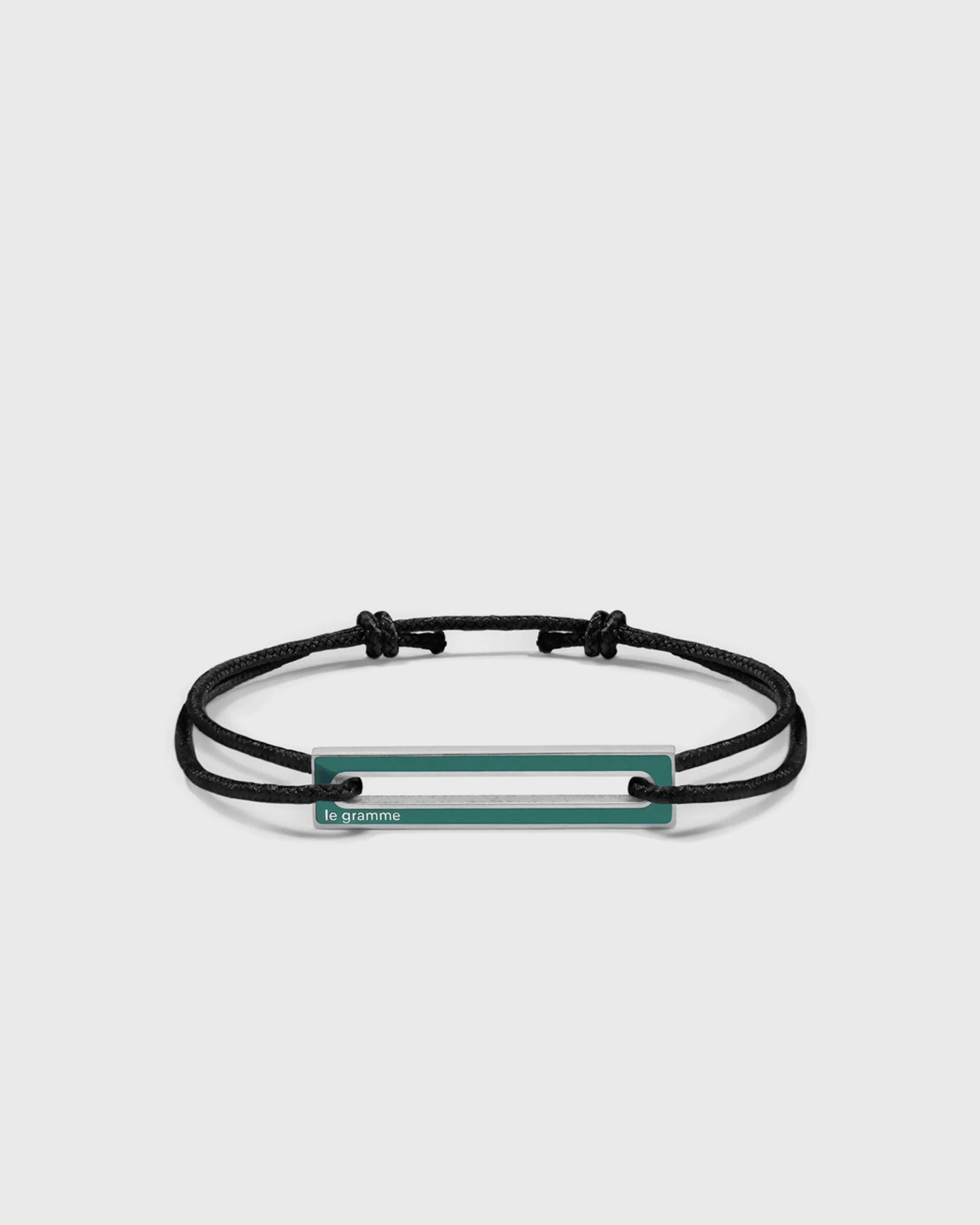 1.7g polished sterling silver green lacquered cord bracelet