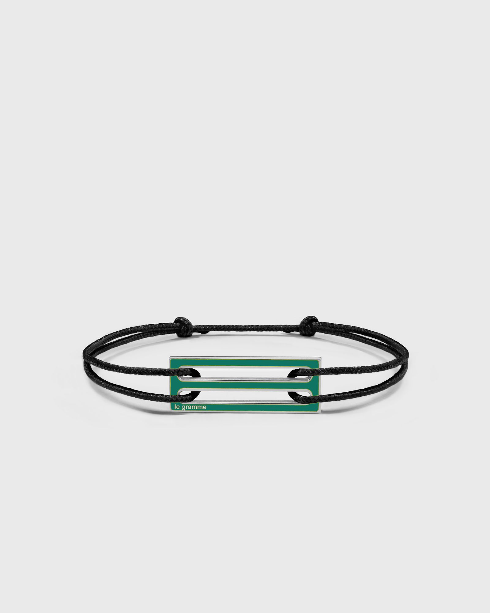 2.5g polished sterling silver green lacquered cord bracelet