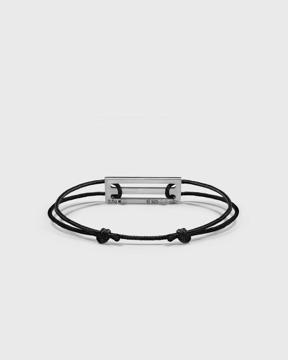 2.5g polished sterling silver green lacquered cord bracelet