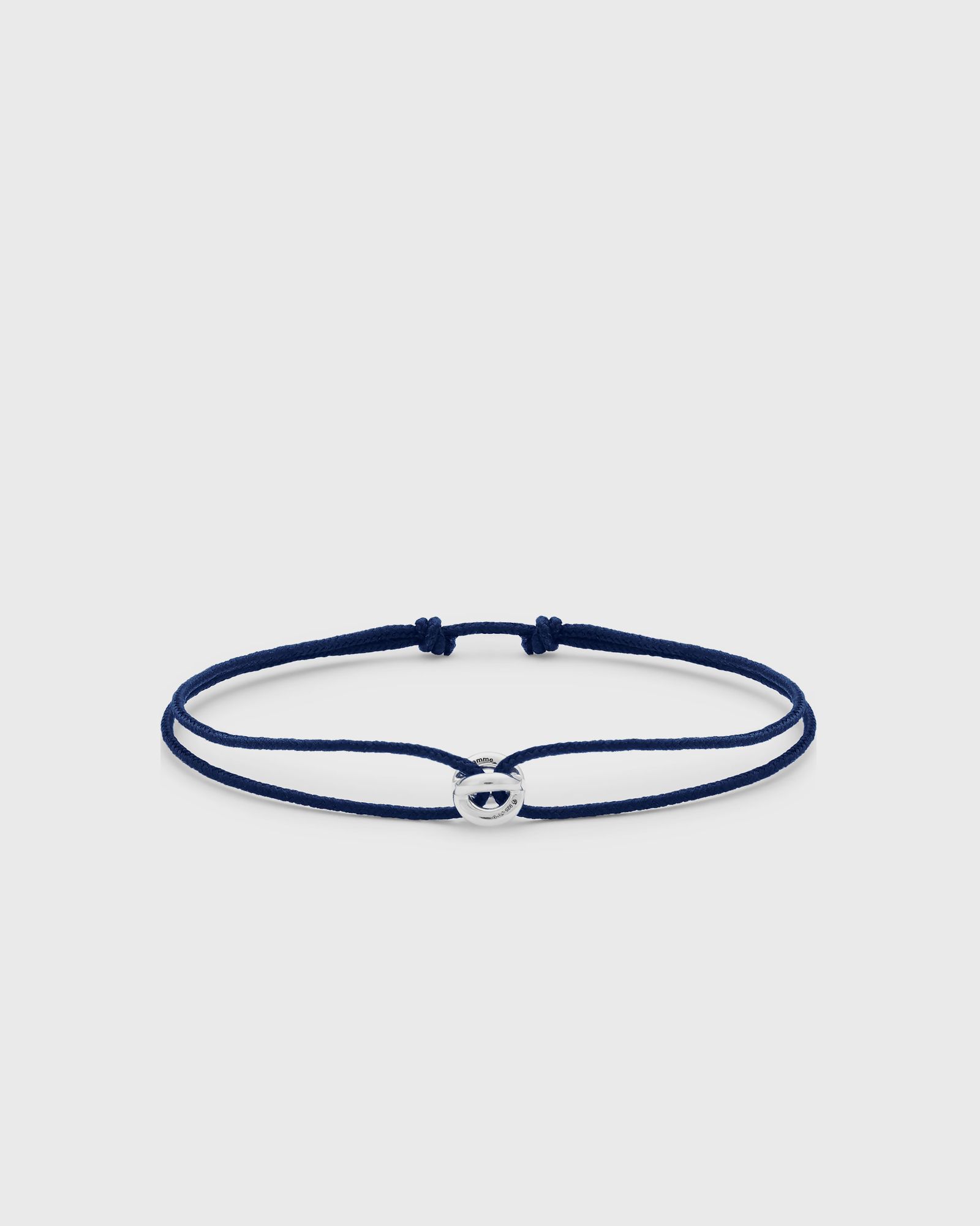 1g polished sterling silver navy entrelacs cord bracelet