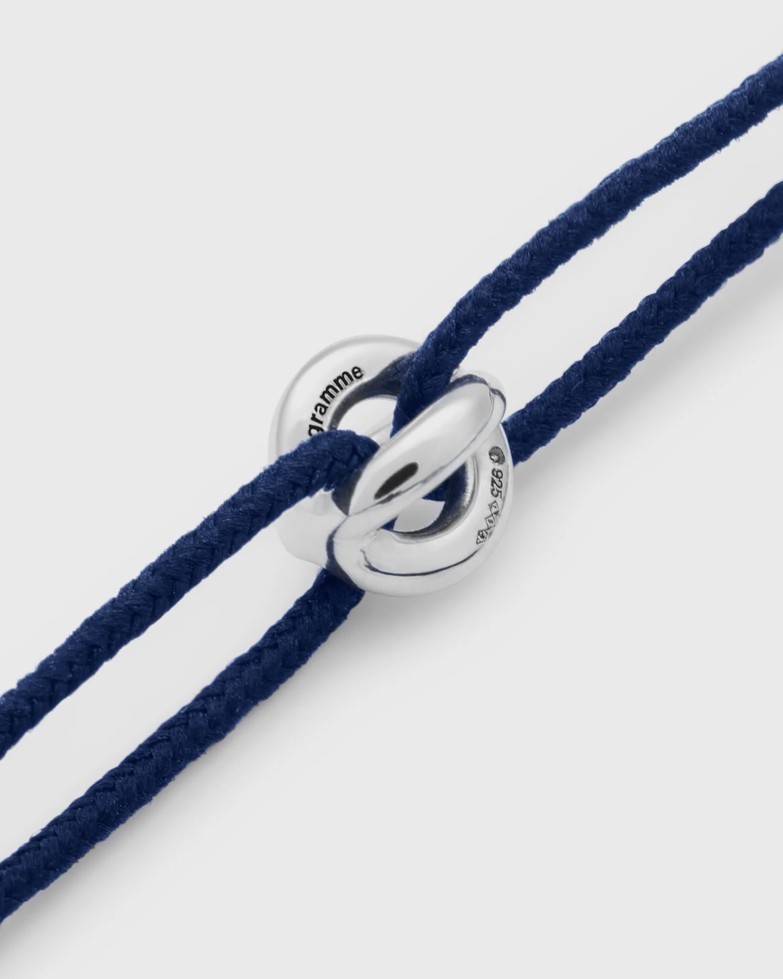 1g polished sterling silver navy entrelacs cord bracelet