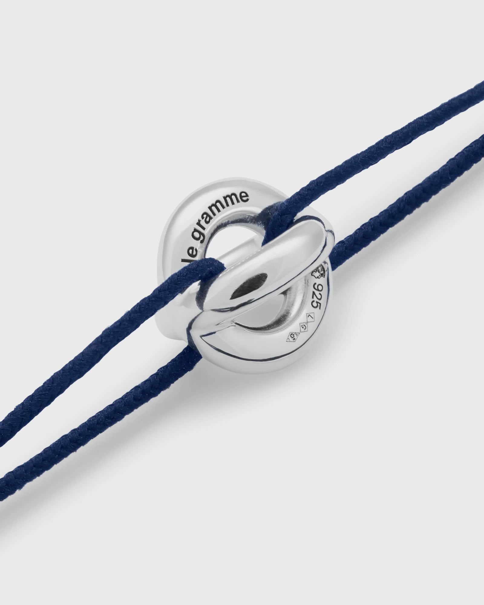 3g polished sterling silver navy entrelacs cord bracelet