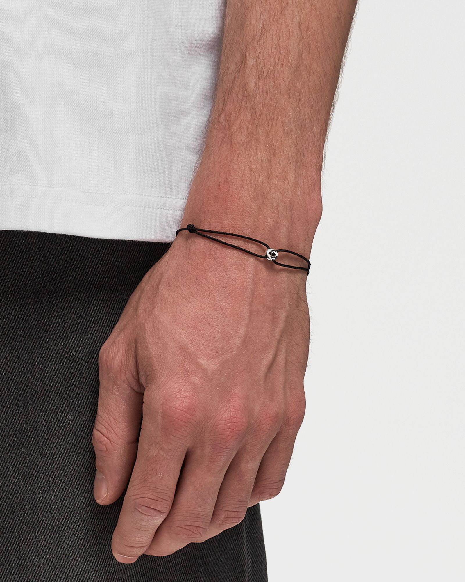 1g-polished sterling silver-entrelacs black-cord-bracelet