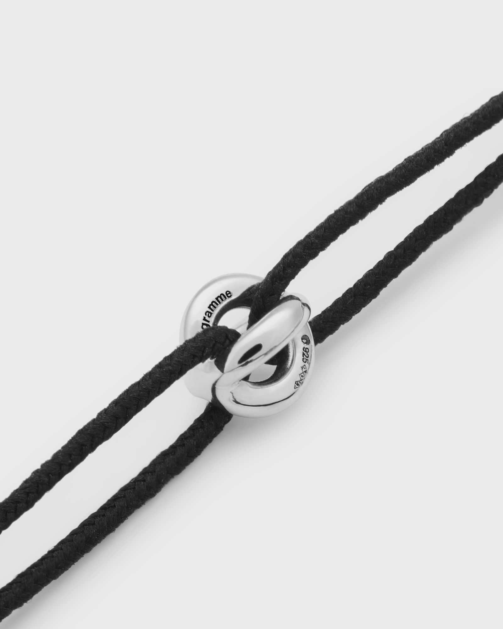 1g-polished sterling silver-entrelacs black-cord-bracelet