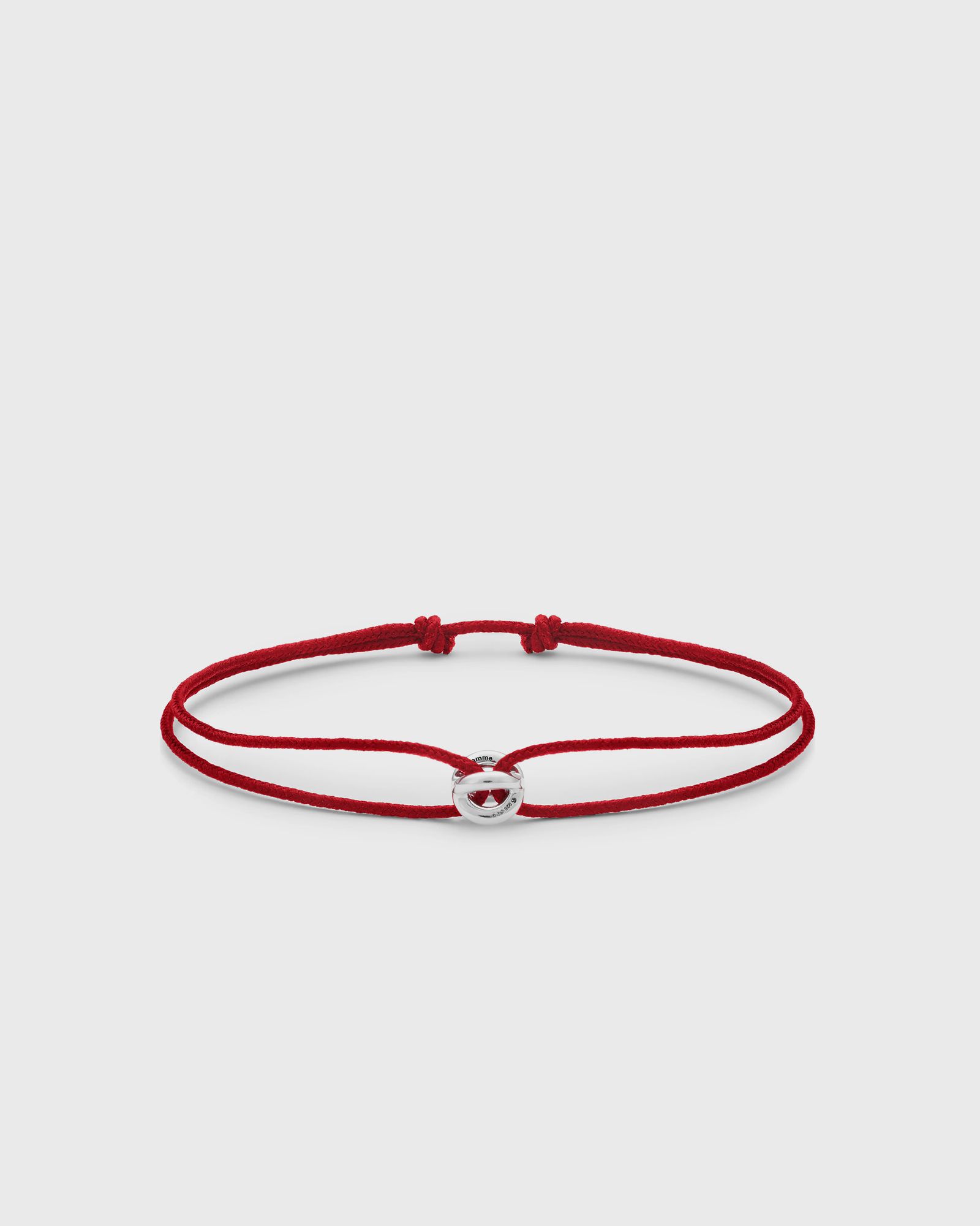1g polished sterling silver red entrelacs cord bracelet