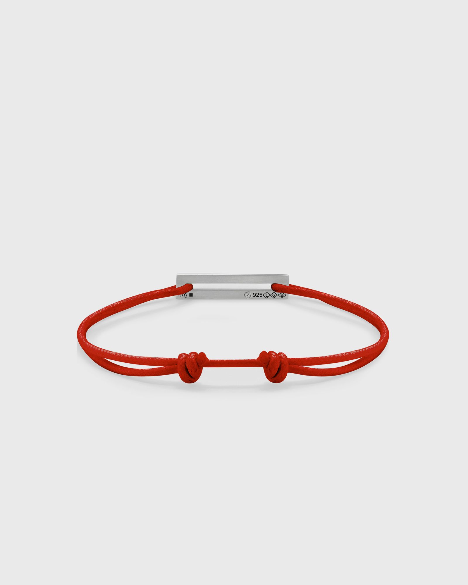 1.7g-polished sterling silver-red cord-bracelet