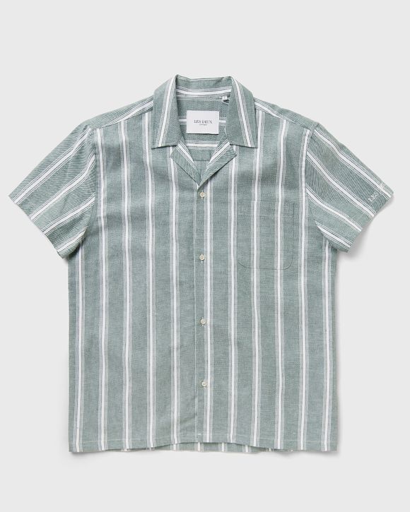 Les Deux Lawson Stripe Shortsleeve Shirt Green | BSTN Store
