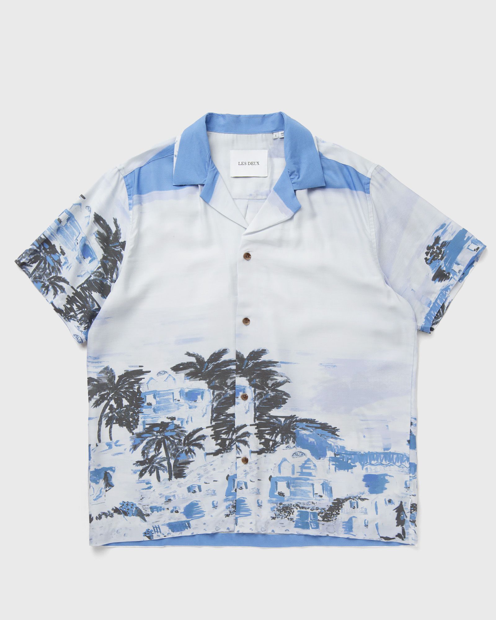 Les Deux - coastal aop ss shirt men shortsleeves blue in größe:xxl