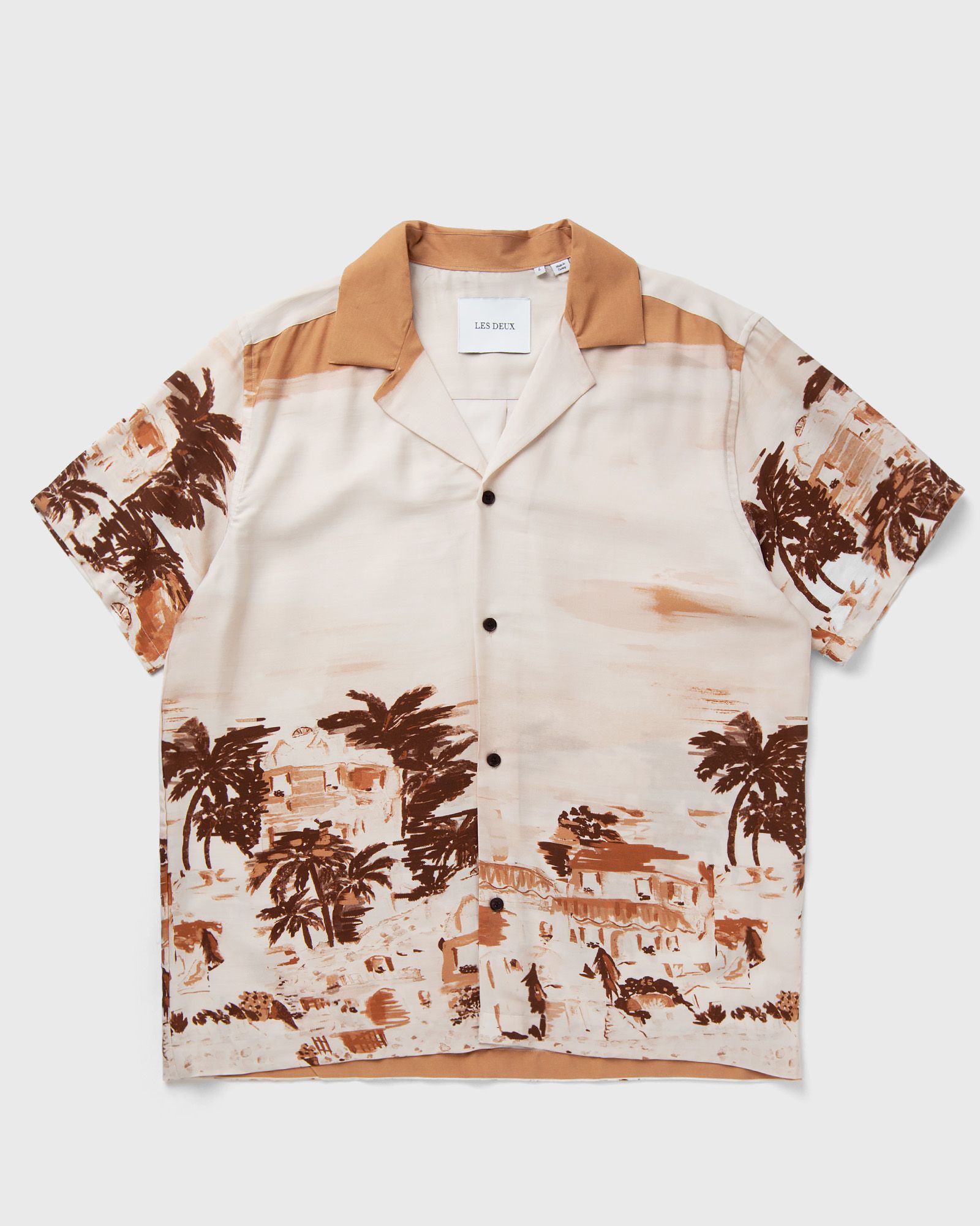 Les Deux - coastal aop ss shirt men shortsleeves brown in größe:xxl