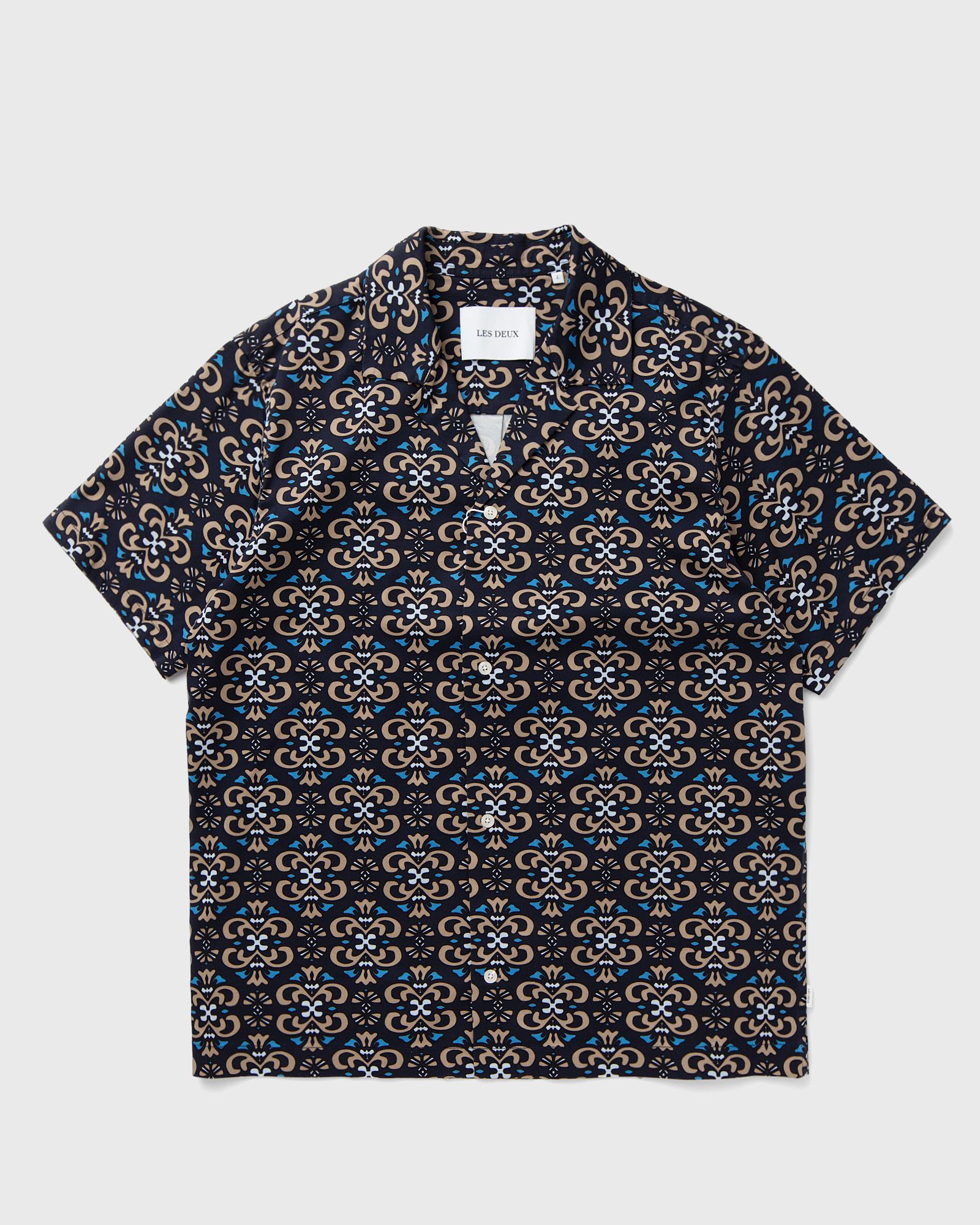 Les Deux - hendrix aop ss shirt men shortsleeves blue in größe:xxl