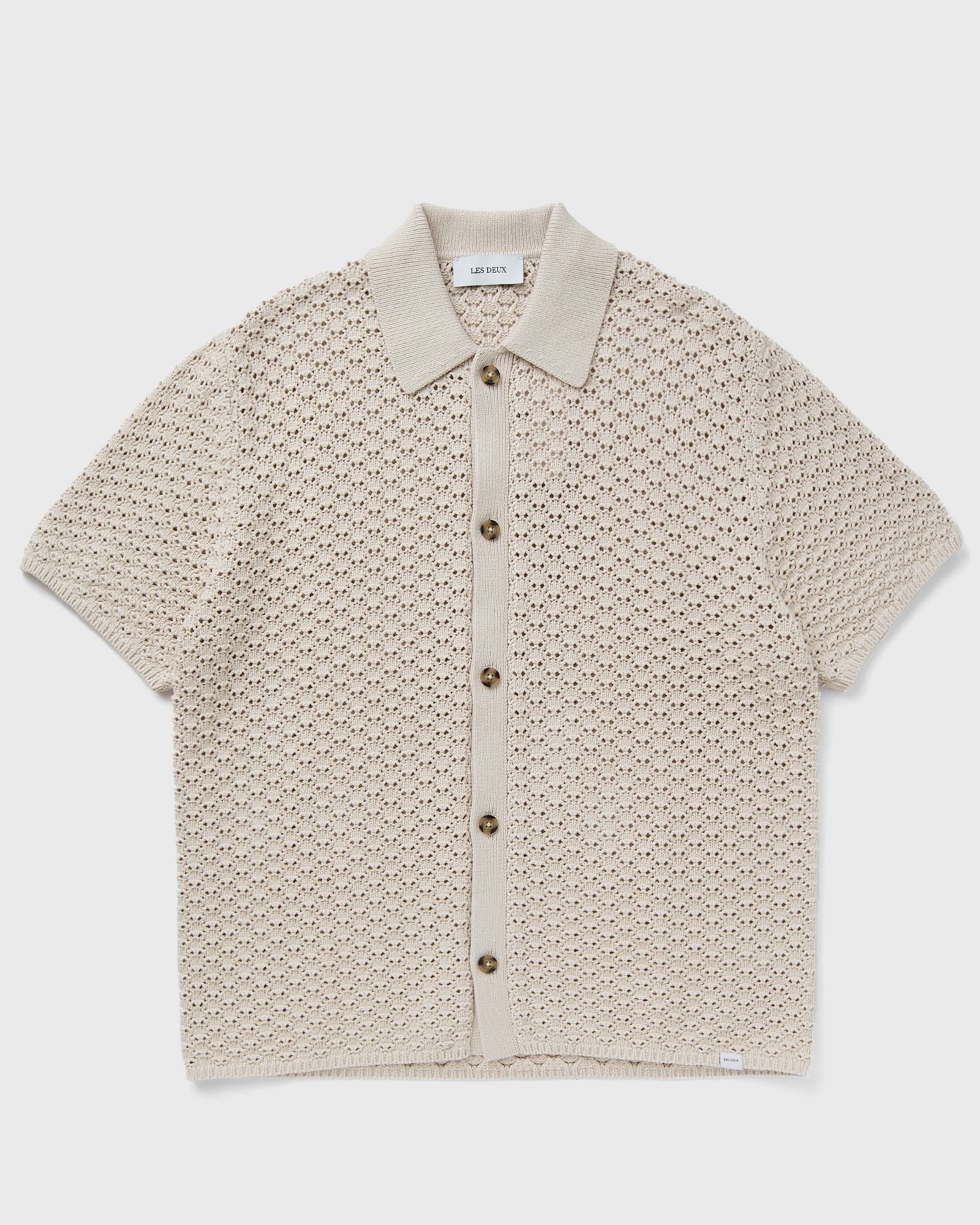 Les Deux - gideon knit shirt men shortsleeves beige in größe:xl