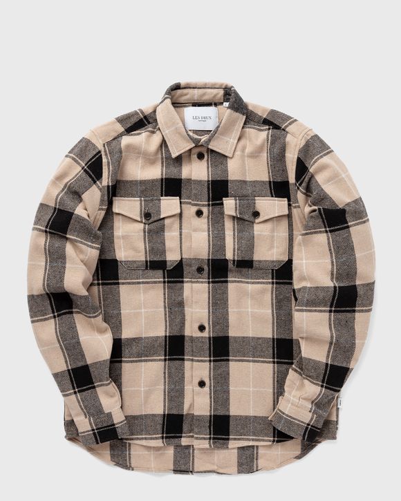 Les Deux Lennon Check Shirt Black/Beige - DUSTY TEAK/BLACK