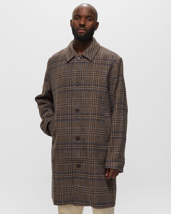 Grey check cheap wool coat