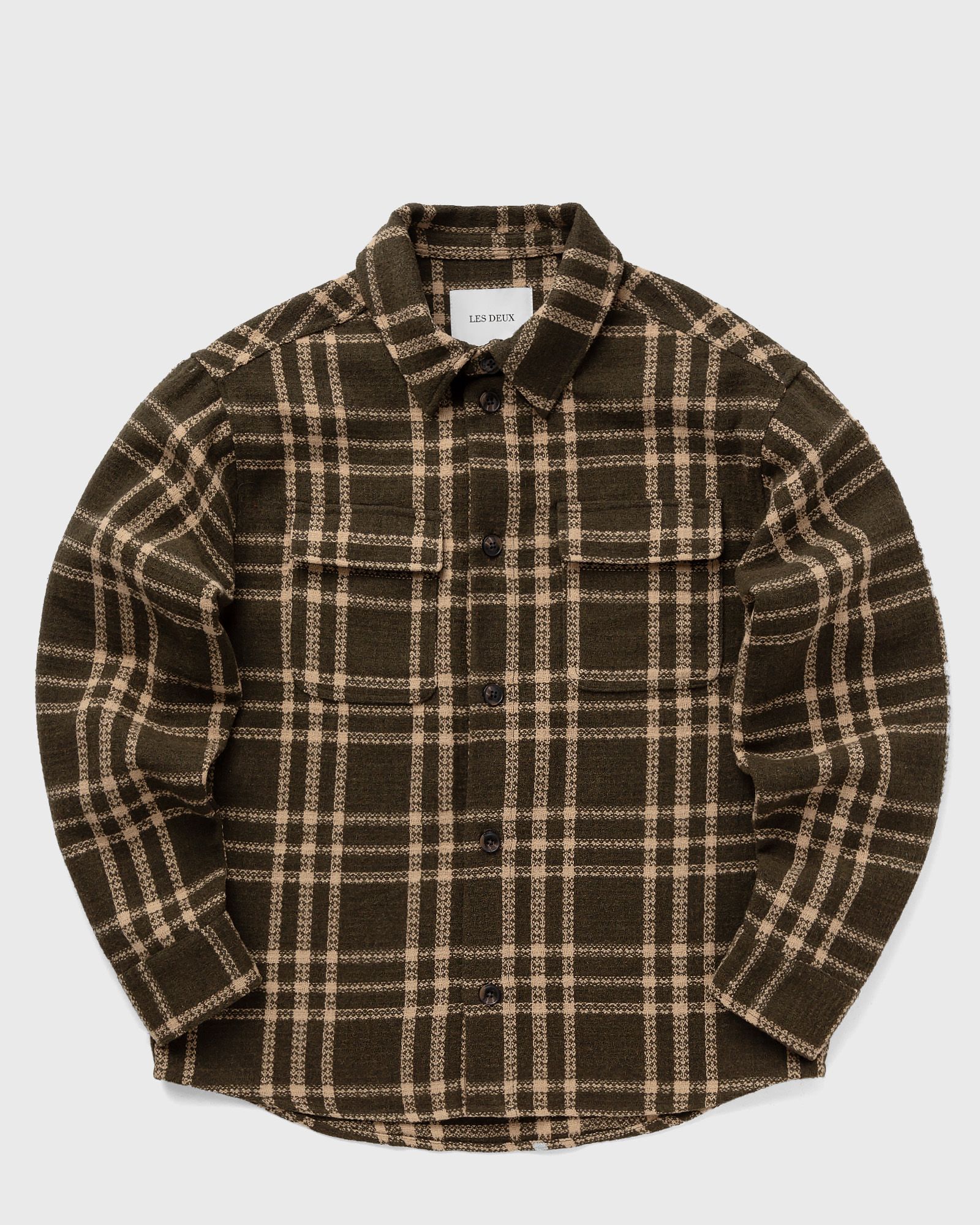 Les Deux - josiah check overshirt men overshirts brown in größe:xl