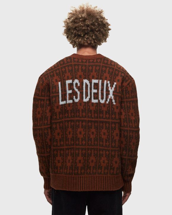 Les Deux Ezra Heavy Jacquard Cardigan Brown | BSTN Store