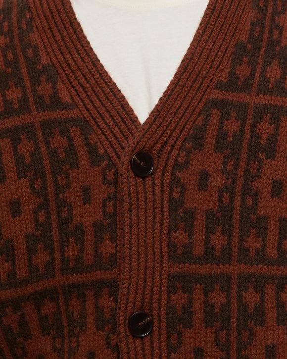 Les Deux Ezra Heavy Jacquard Cardigan Brown - COFFEE BROWN/HONEYCOMB