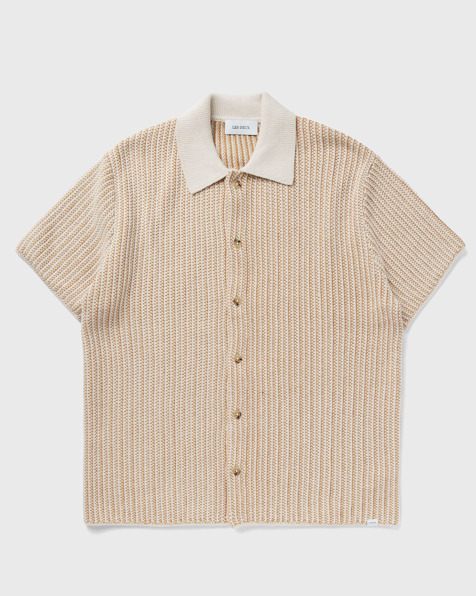 Les Deux - easton knitted ss shirt men shortsleeves beige in größe:l