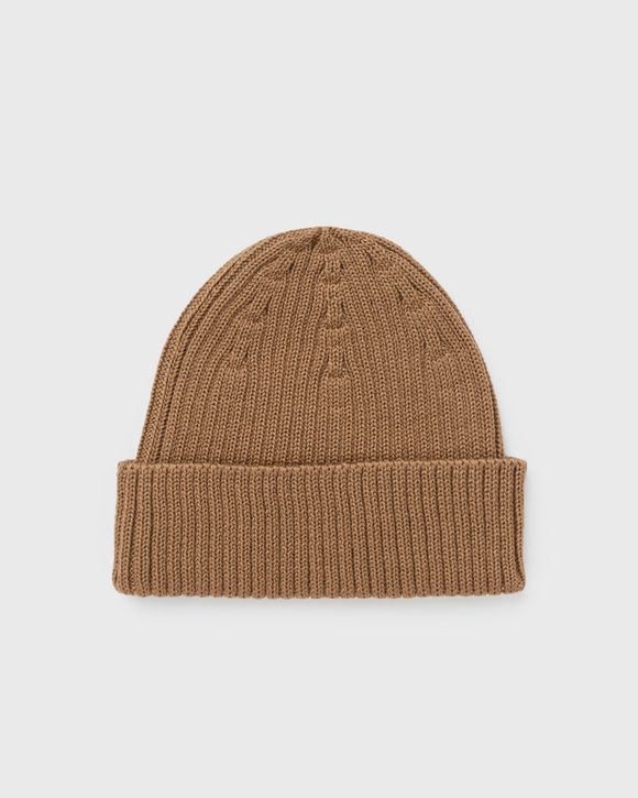 Maison Kitsune FOX HEAD PATCH RIBBED BEANIE Yellow - GOLDEN BROWN