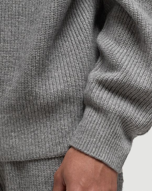 Maison Kitsune TONAL FOX HEAD PATCH HALF ZIP RIBBED JUMPER Grey