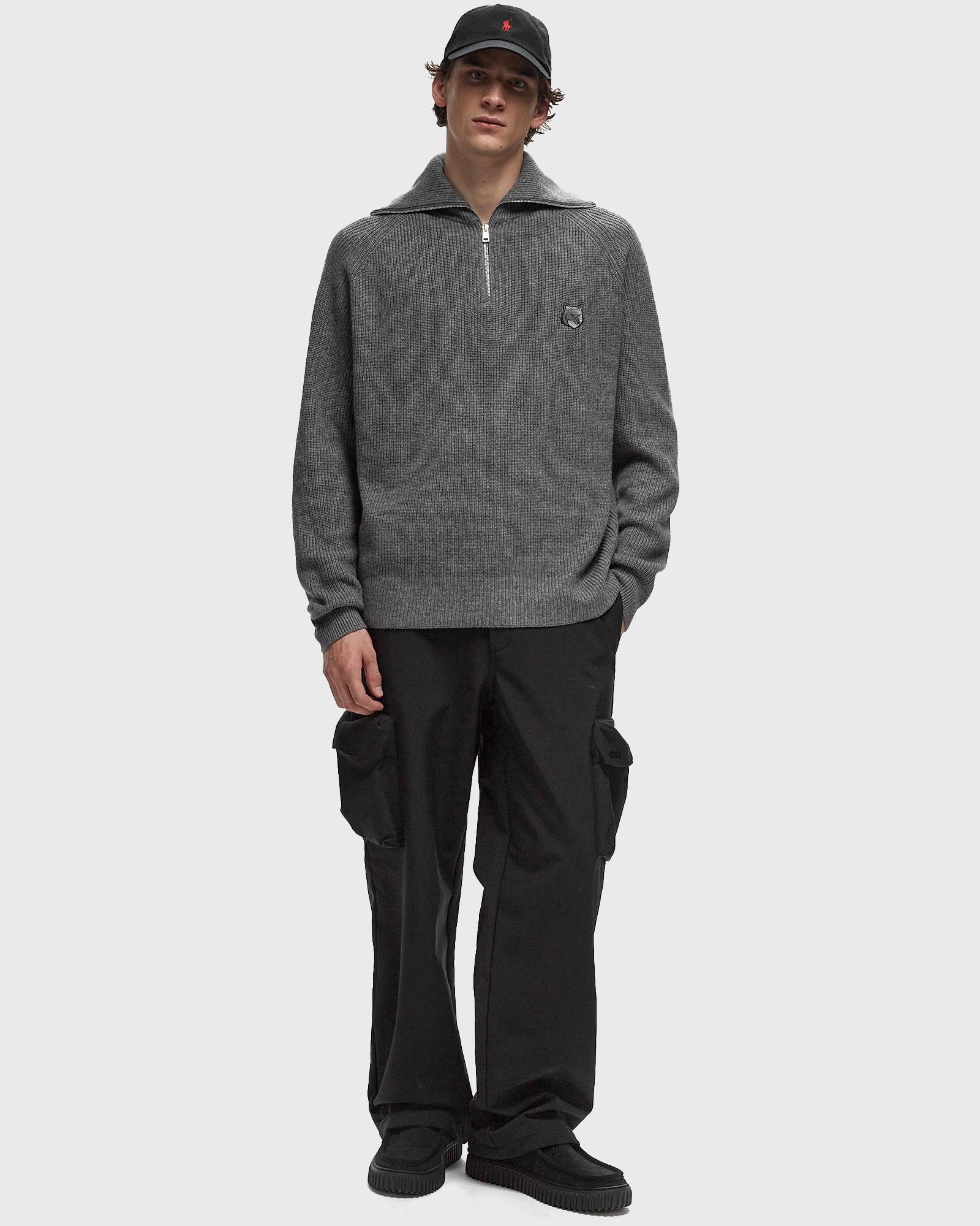 BOLD FOX HEAD PATCH HALF ZIP RIBBED JUMPER