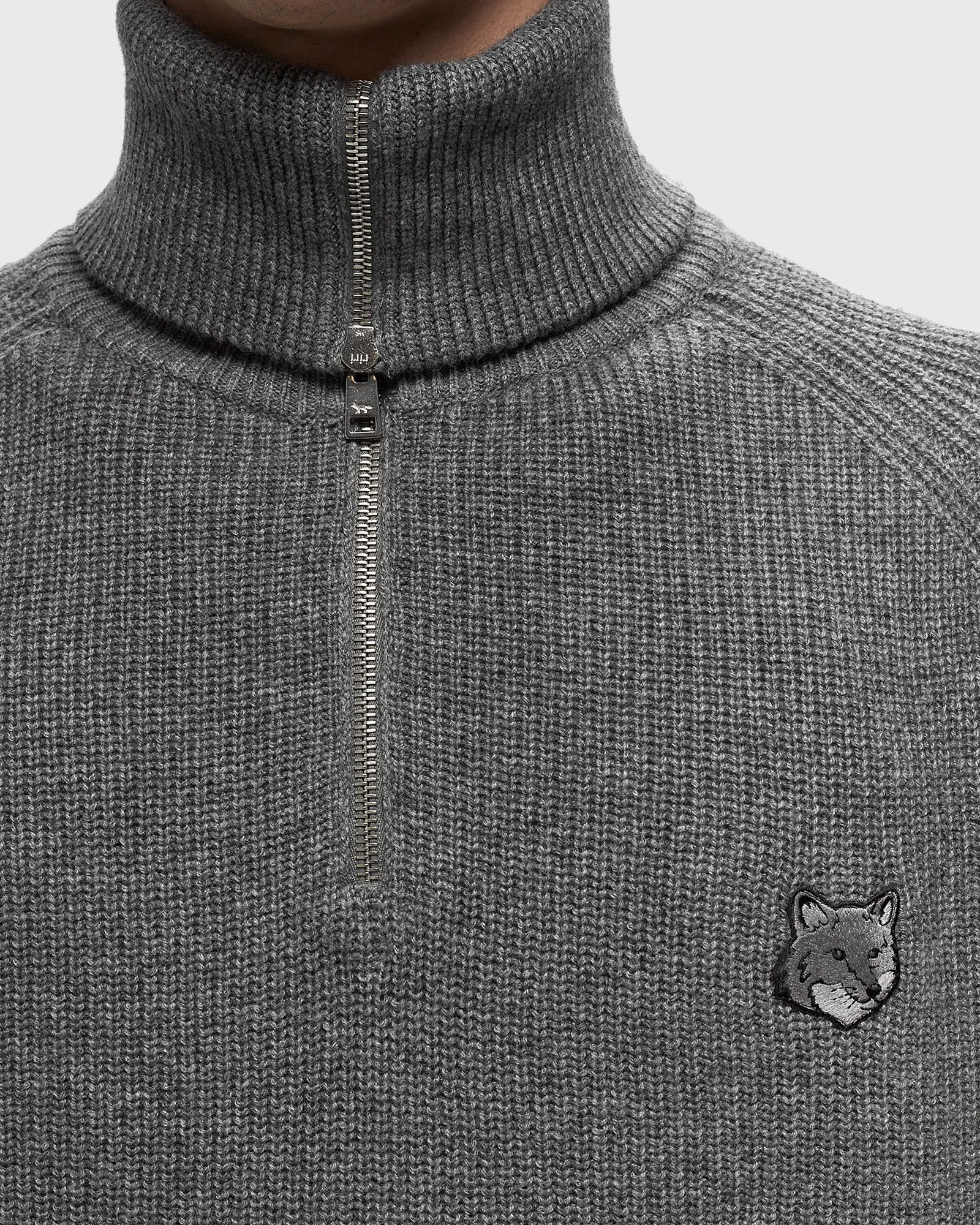 BOLD FOX HEAD PATCH HALF ZIP RIBBED JUMPER