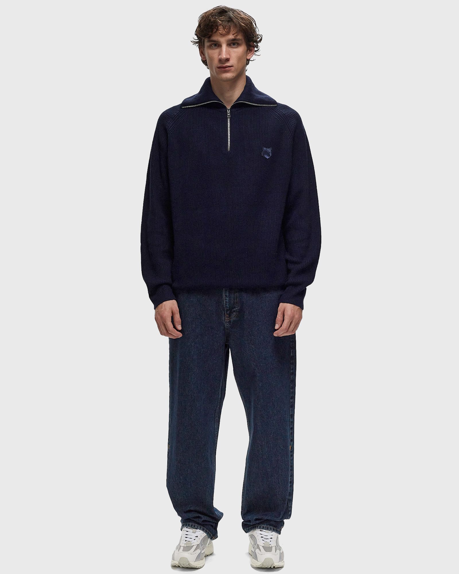 BOLD FOX HEAD PATCH HALF ZIP RIBBED JUMPER