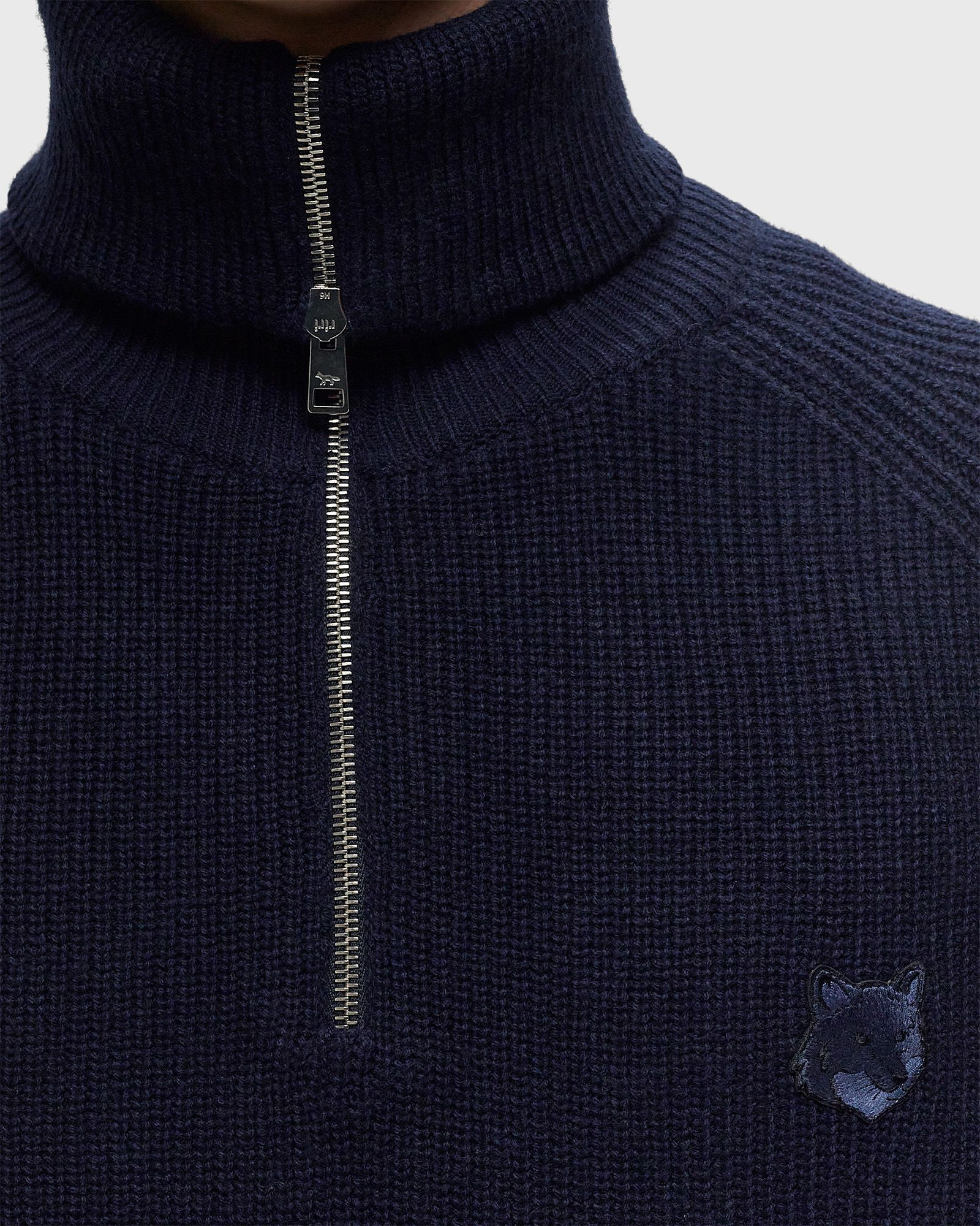 BOLD FOX HEAD PATCH HALF ZIP RIBBED JUMPER