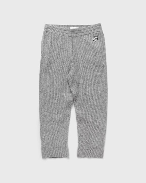 Maison Kitsune TONAL FOX HEAD PATCH RIBBED JOG PANTS Grey - GREY MELANGE