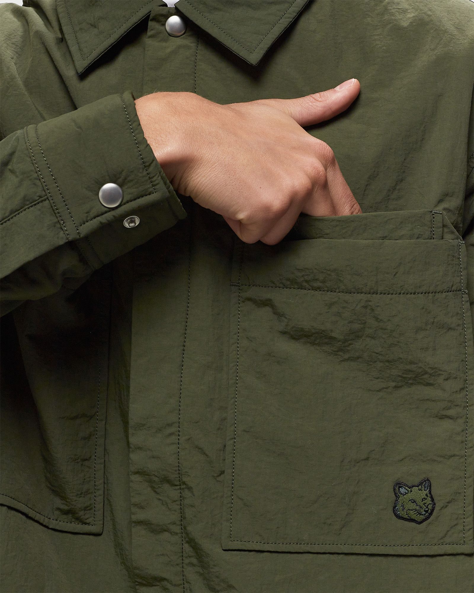 PADDED OVERSHIRT IN CRISPY NYLON WITH TONAL FOX