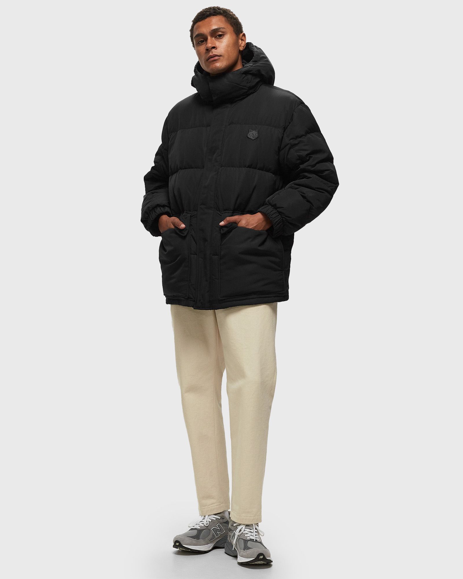 HOODED PUFFER IN NYLON WITH TONAL FOX HEAD PATCH