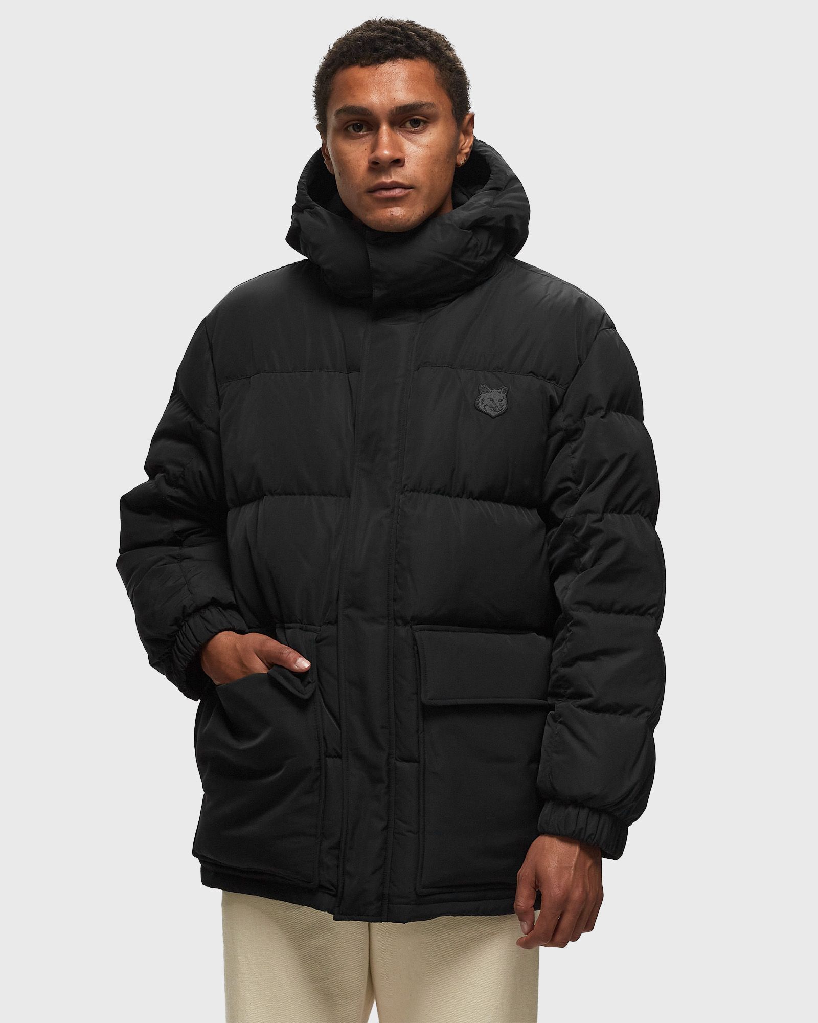 HOODED PUFFER IN NYLON WITH TONAL FOX HEAD PATCH