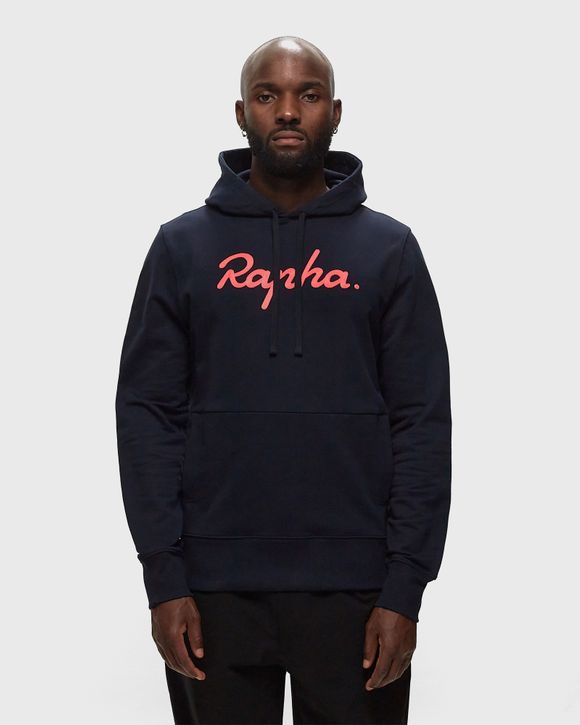 Rapha Logo Pullover Hoodie Blue - DARK NAVY/HI-VIS PINK