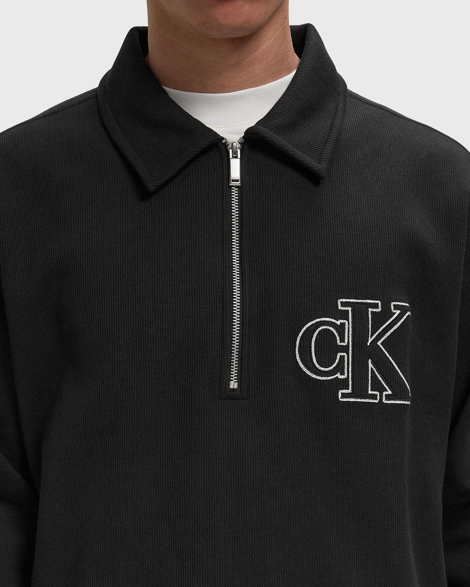 LS DBL KNIT RIB LOGO APPLIQUE ZI