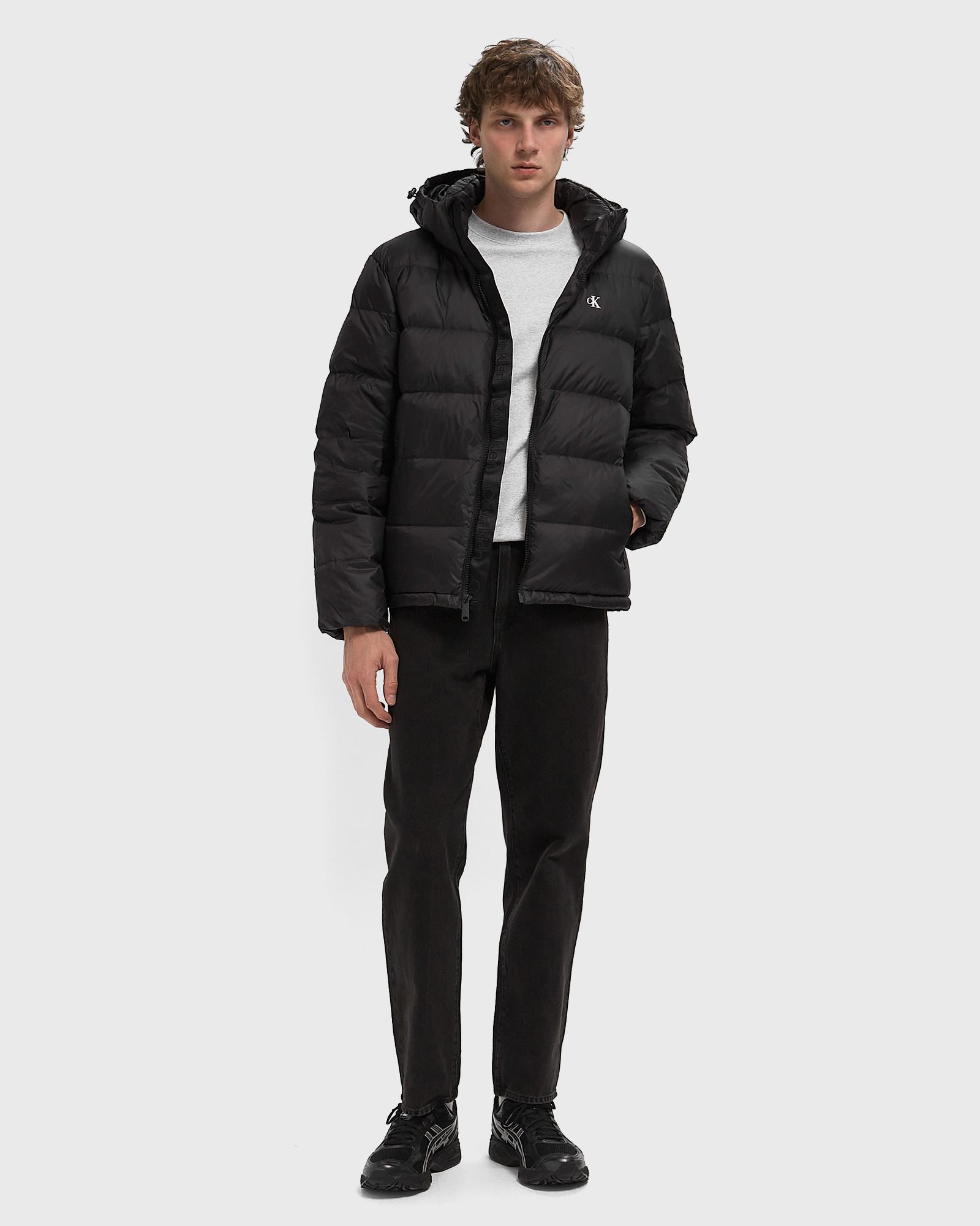 LS NYLON ZIP OFF HOOD DOWN PUFFER JACKET