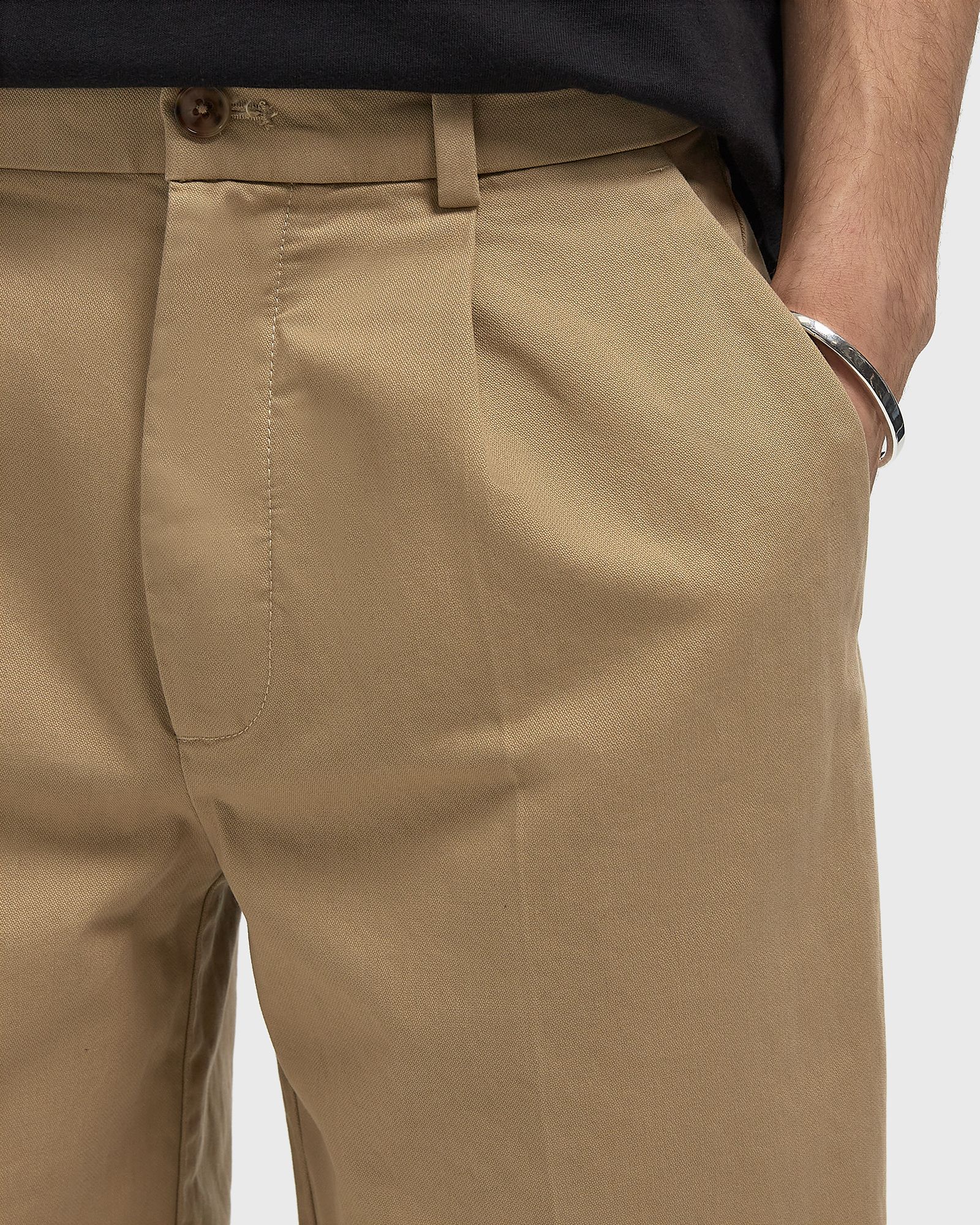 90S STRAIGHT PLTD COTTON CHINO PANT