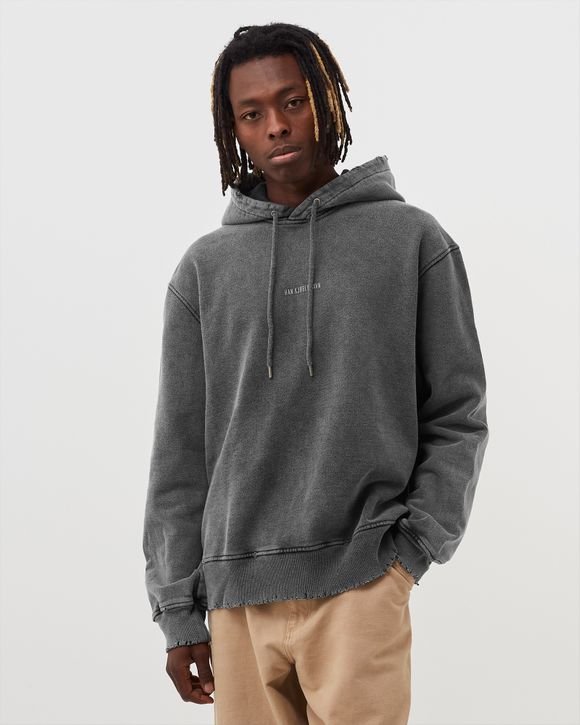 Han Kjobenhavn Distressed Hoodie Logo Grey Distressed Dark Grey