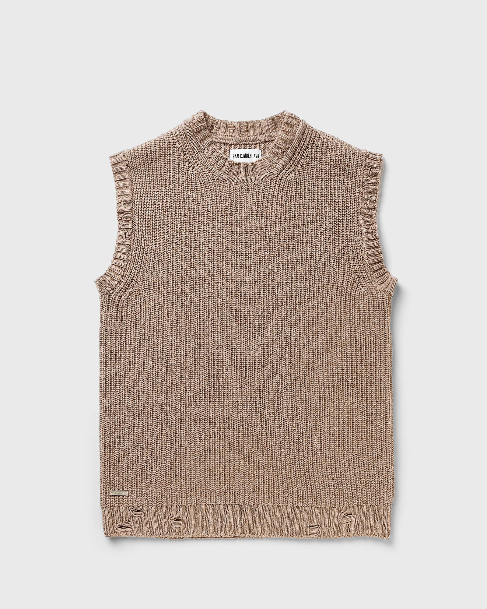 Wool Long Knitted Vest Distressed