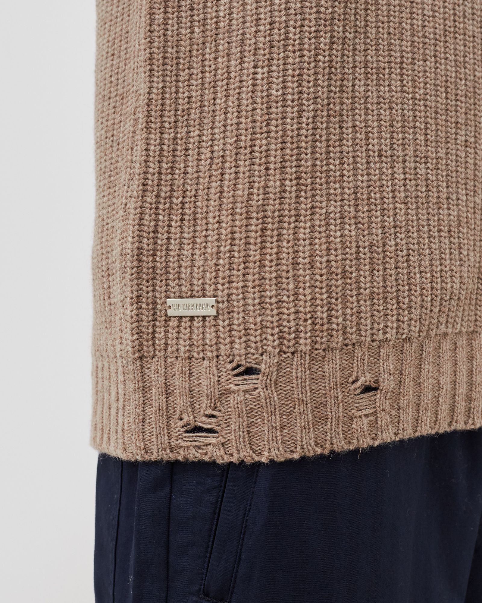 Wool Long Knitted Vest Distressed