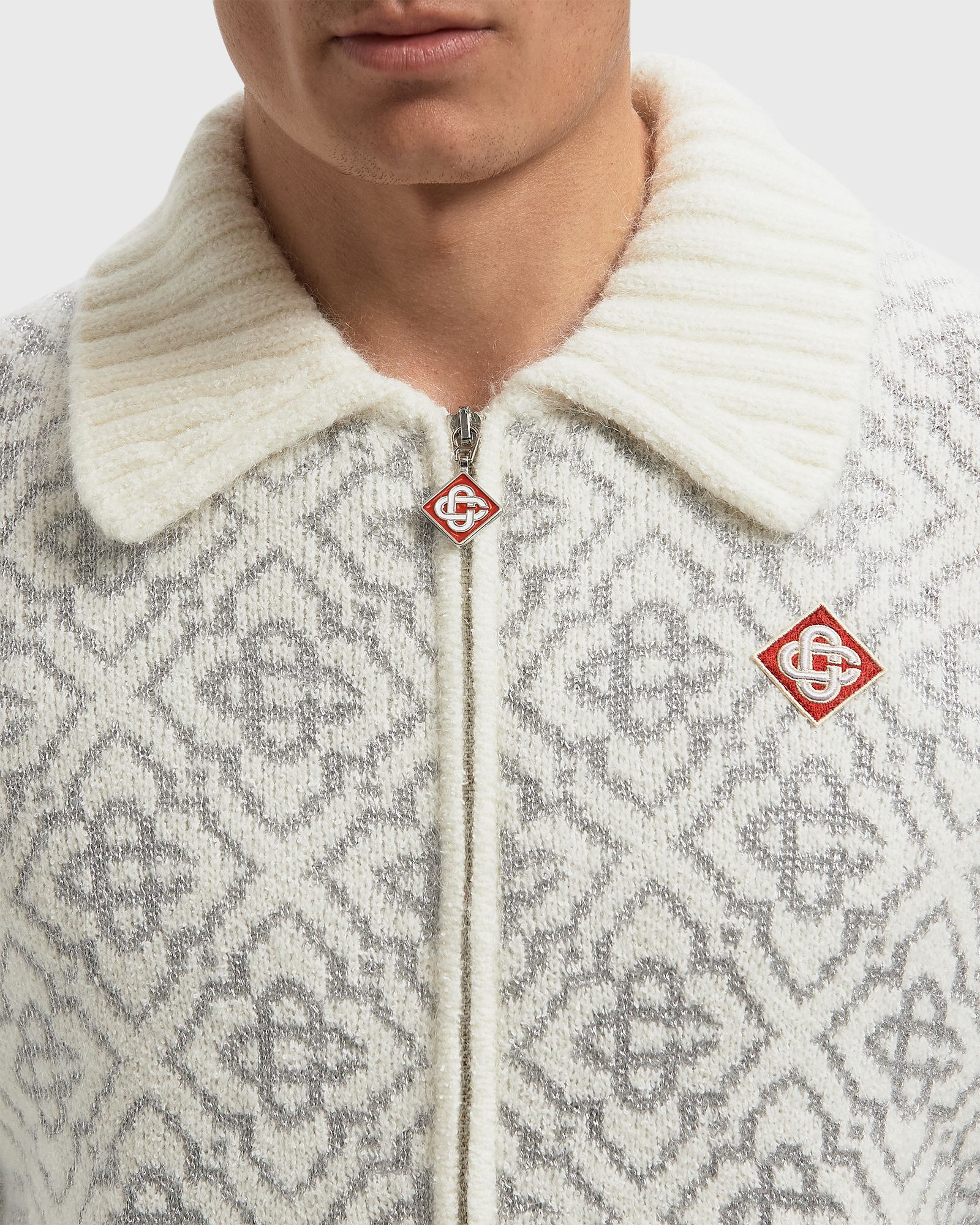 SILVER MONOGRAM ZIP UP