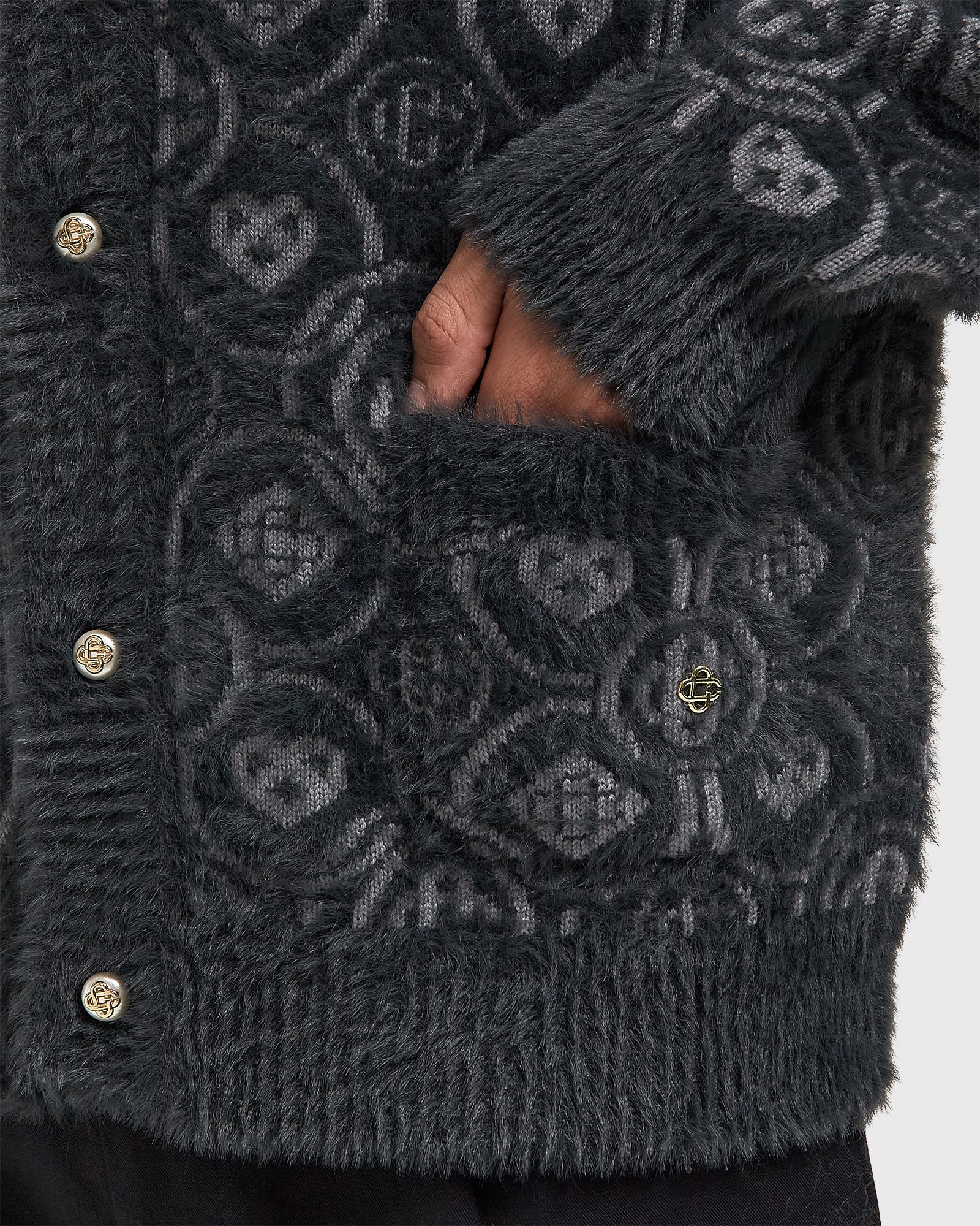 FLUFFY MONOGRAM CARDIGAN