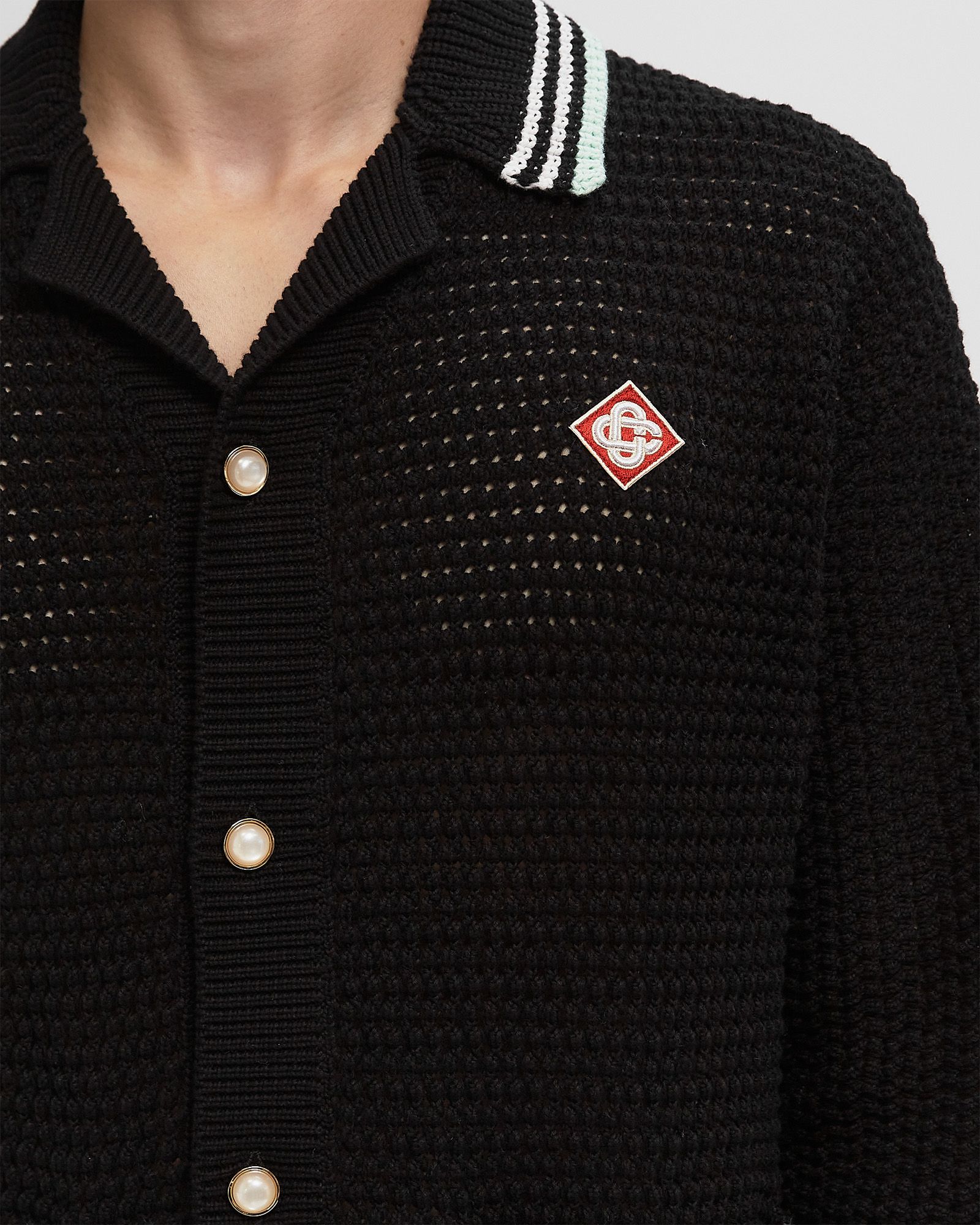 EMBROIDERED FAUX CROCHET SHIRT