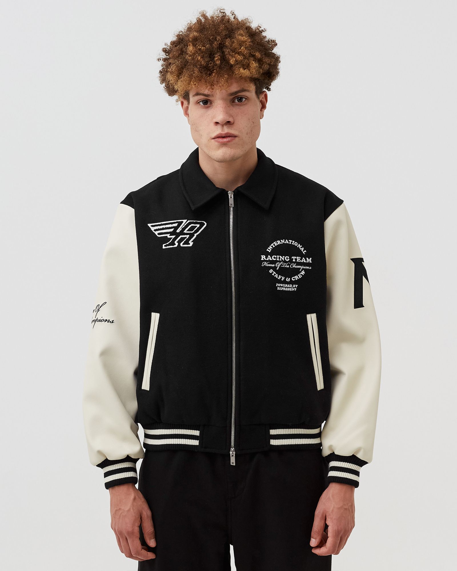 Represent RACING TEAM VARSITY JACKET Black | BSTN Store