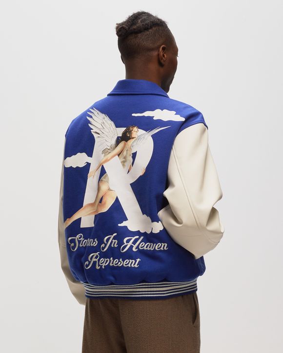 Represent Storms in Heaven Varsity Jacket Cobalt Blue