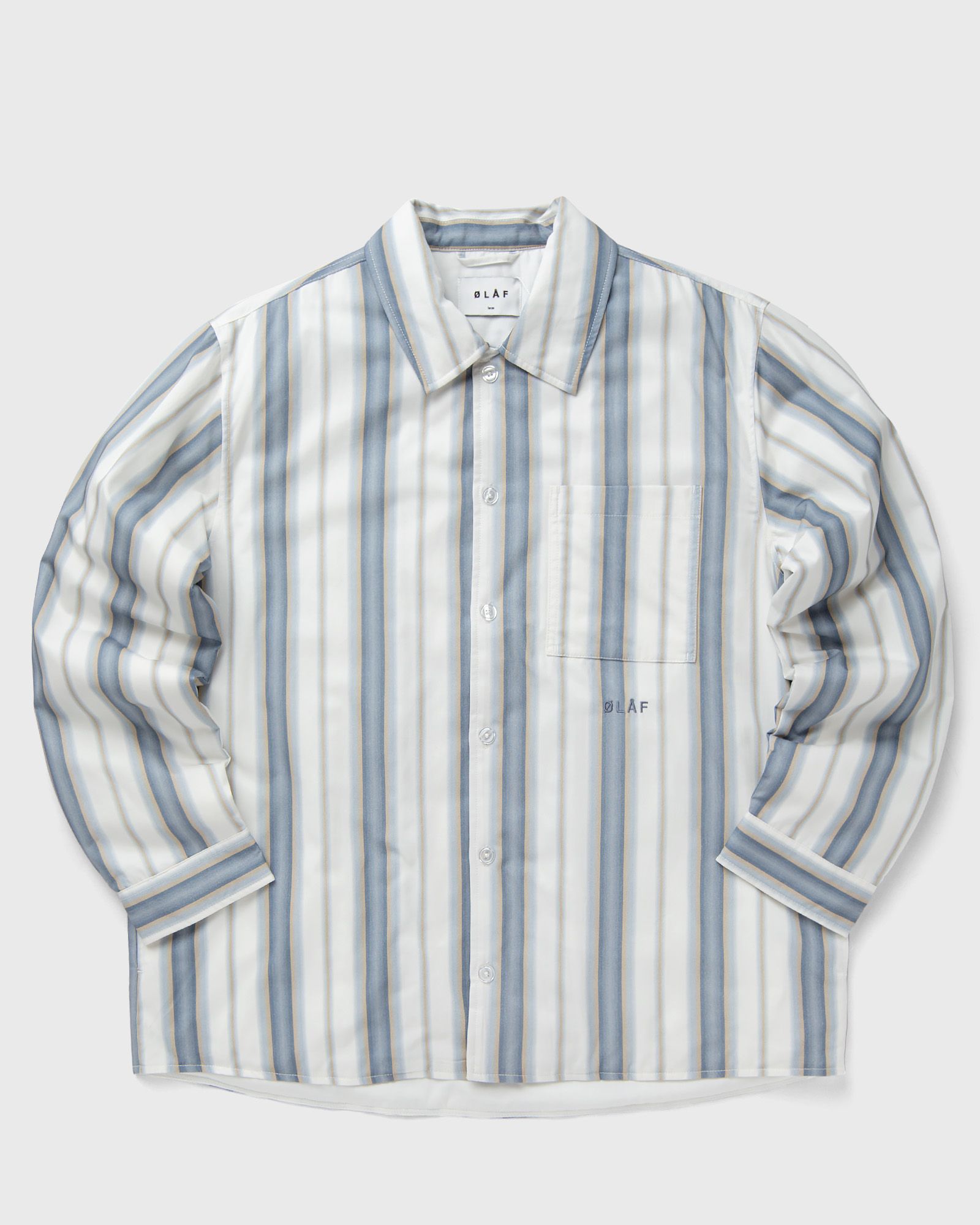 ØLÅF - padded stripe overshirt men overshirts blue|white in größe:l