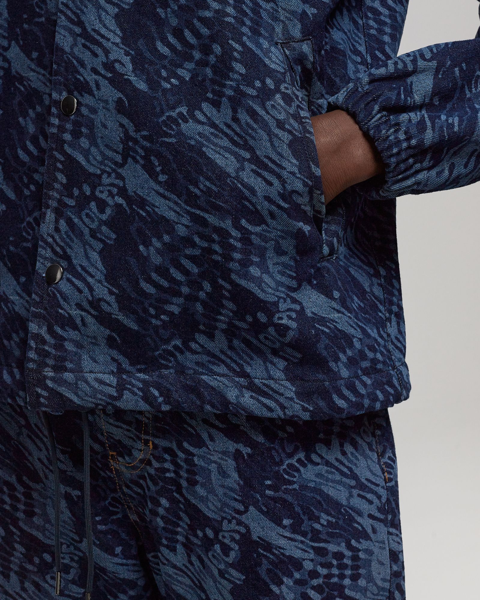 WATER AOP DENIM COACH JACKET