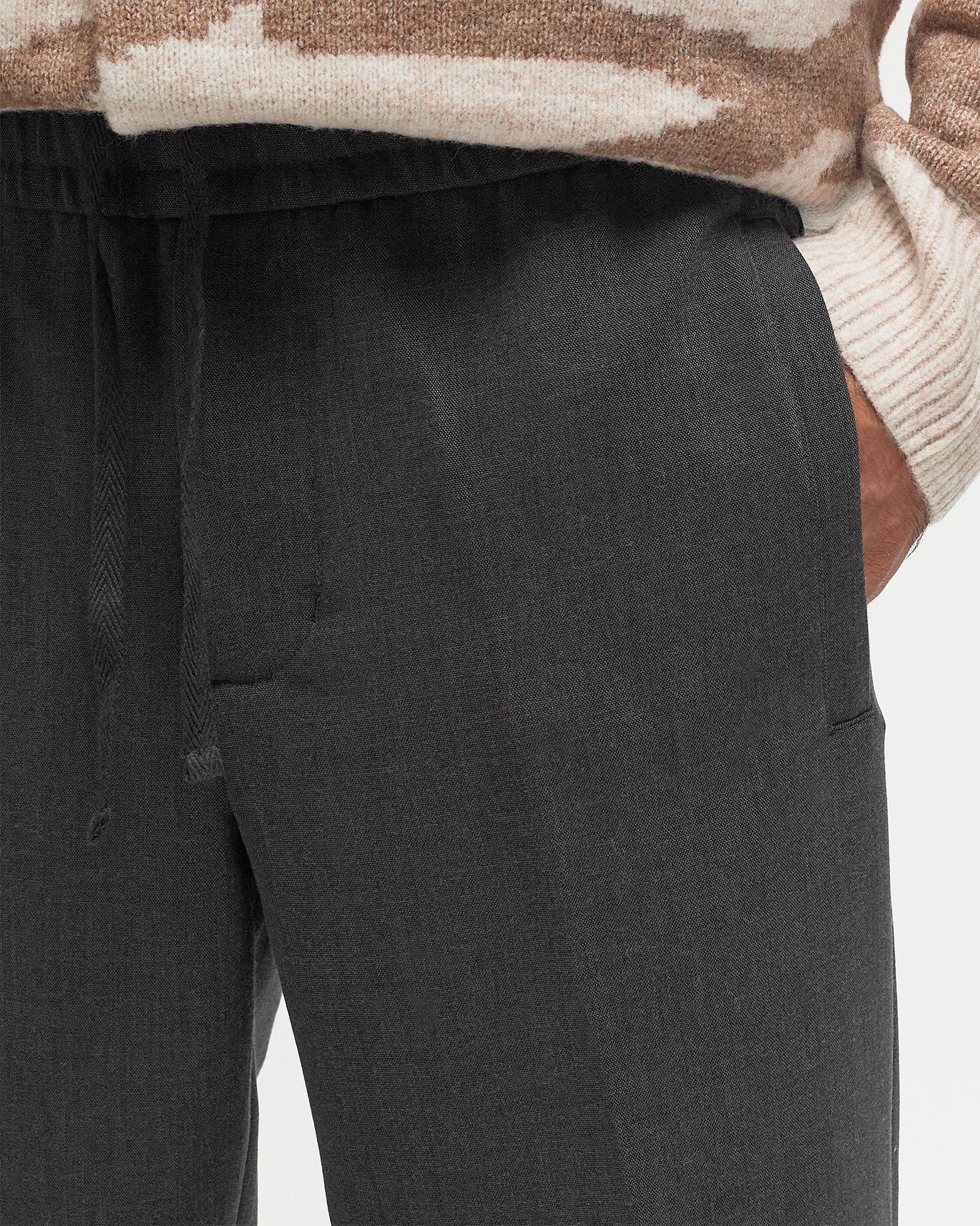 WOOL SLIM ELASTICATED PANTS
