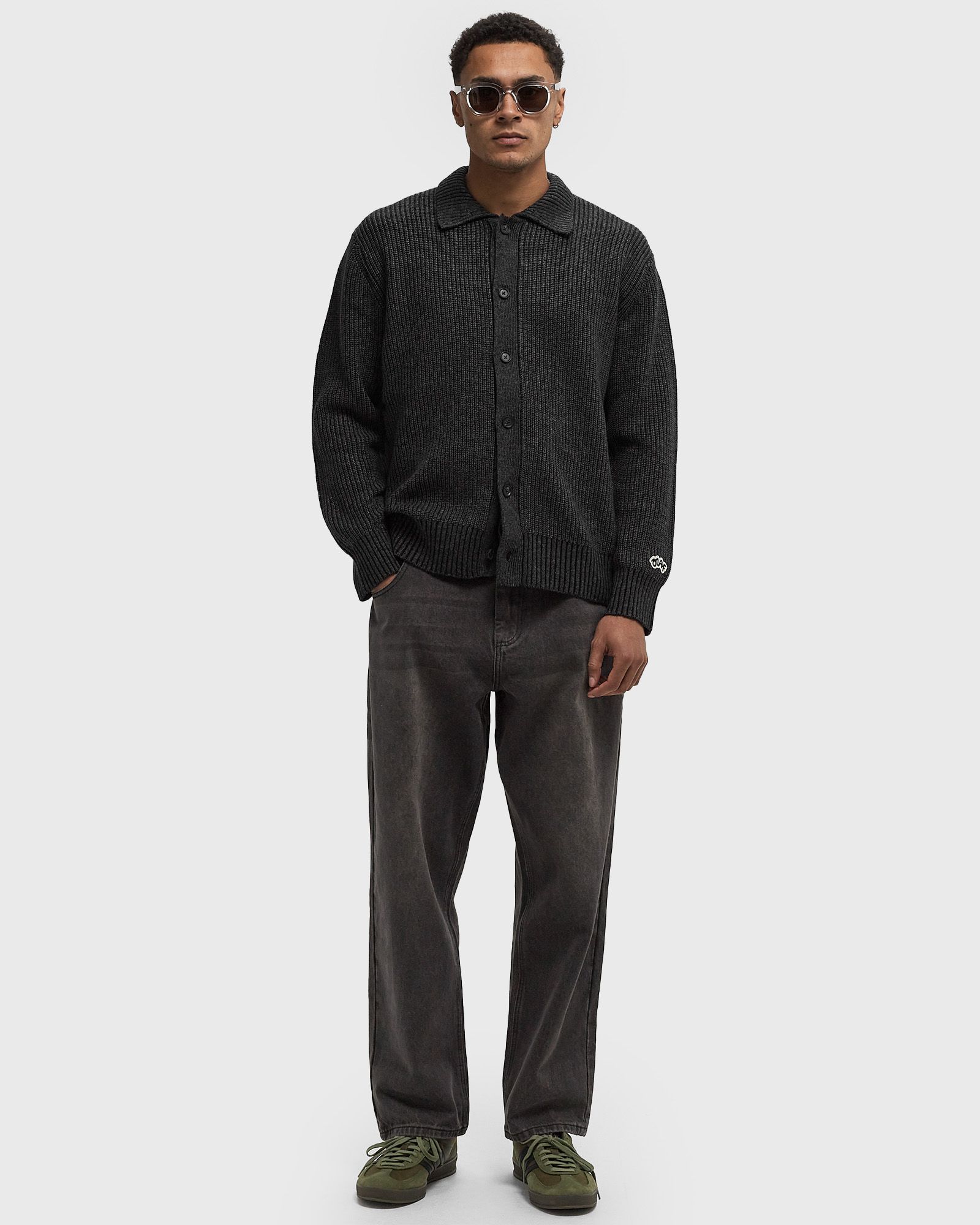 KNITTED RIBBED CARDIGAN