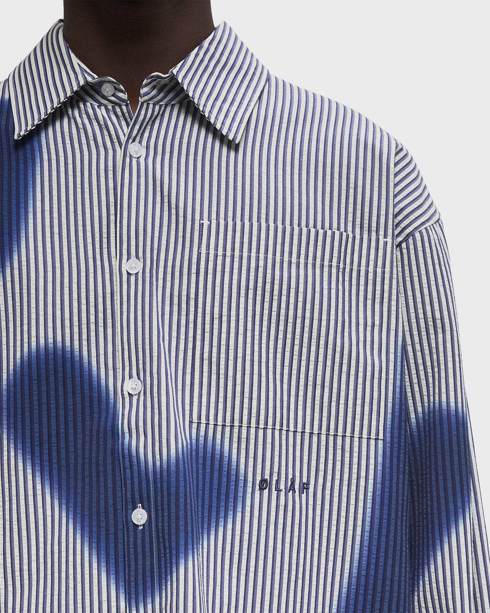 STAIN LOGO STRIPE SHIRT LS