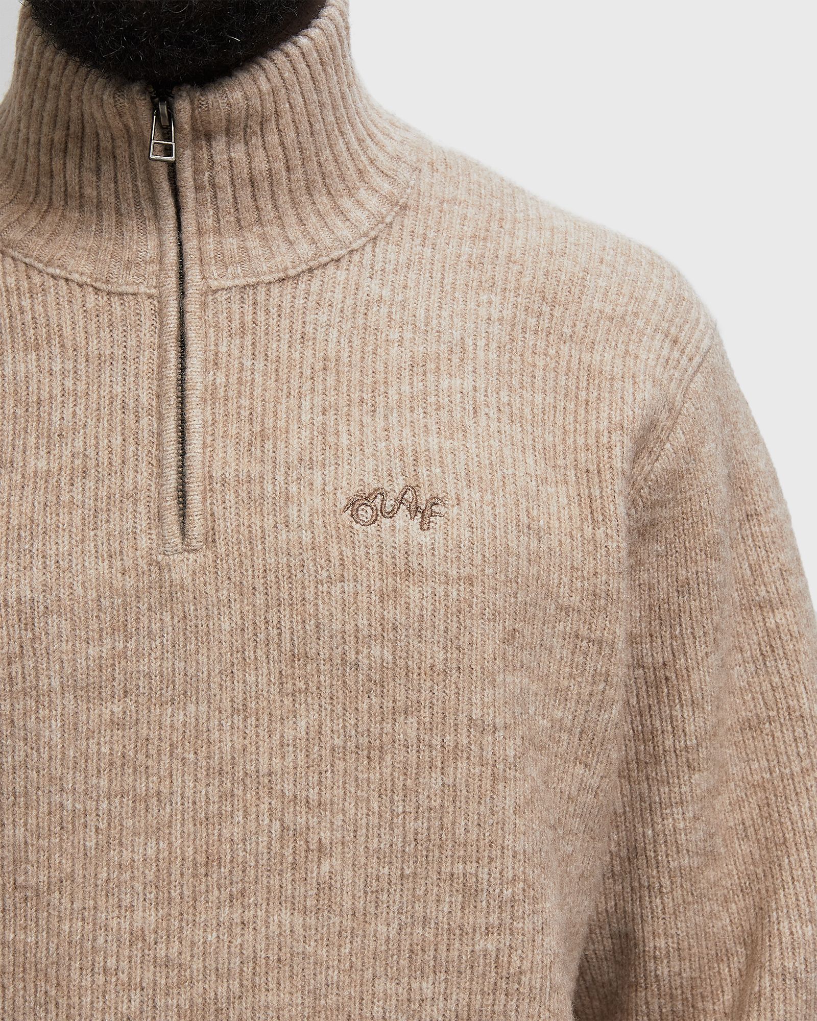 SIGNATURE KNITTED ZIP MOCK